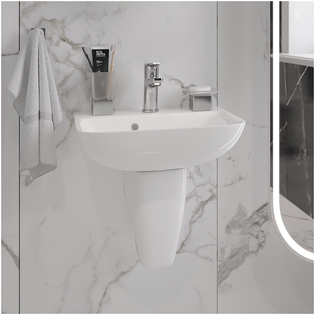 Раковина со смесителем белая, хром Stworki "Дублин 45" HFDB02100 - изображение 2