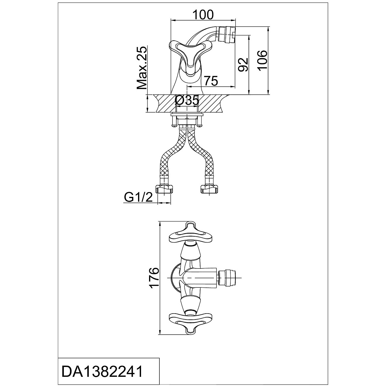 Смеситель для биде двухвентильный хром D&K Hessen Goethe DA1382241 - изображение 2