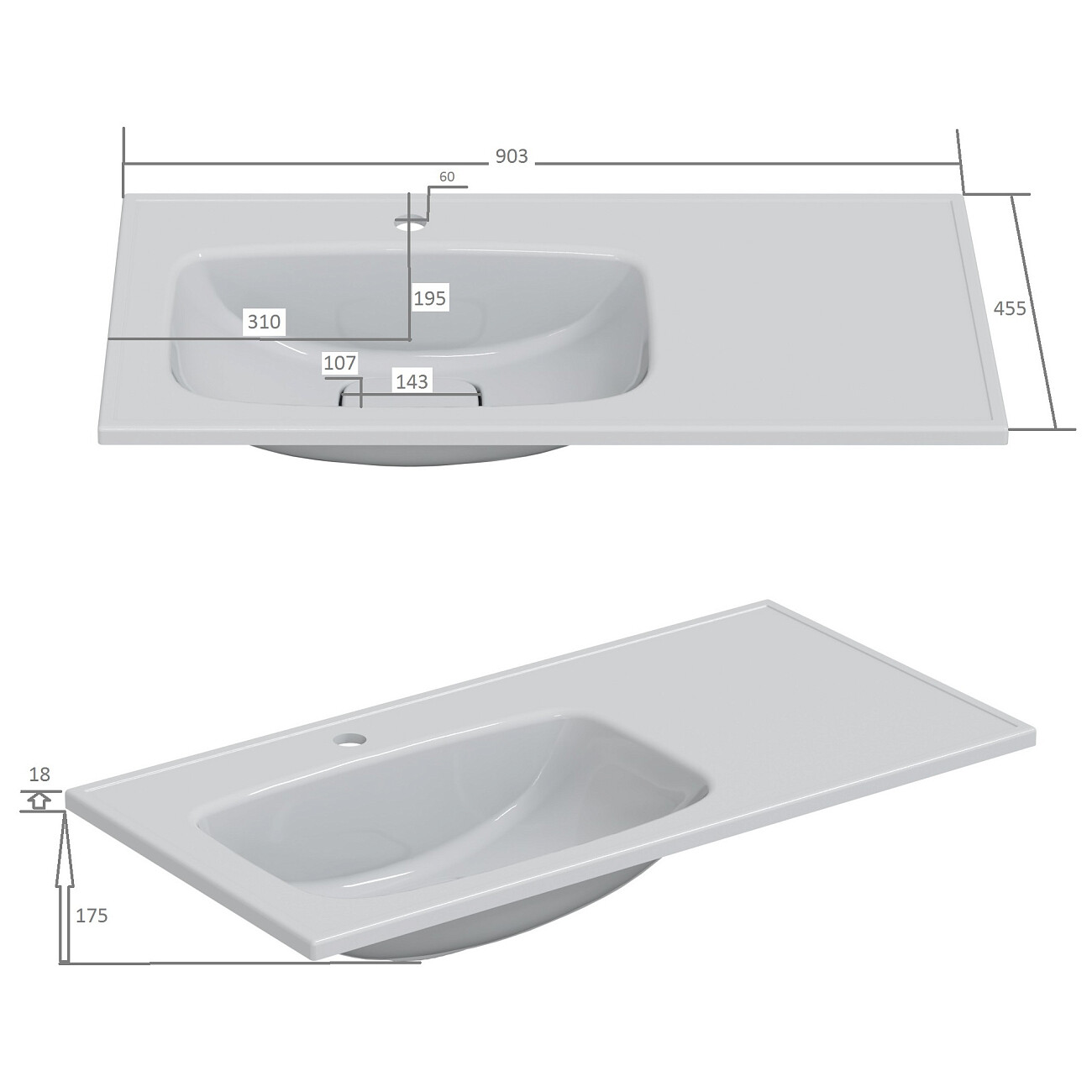 Умывальник над стиральной машиной белый "СаНта Венера 90" 900173 - изображение 4