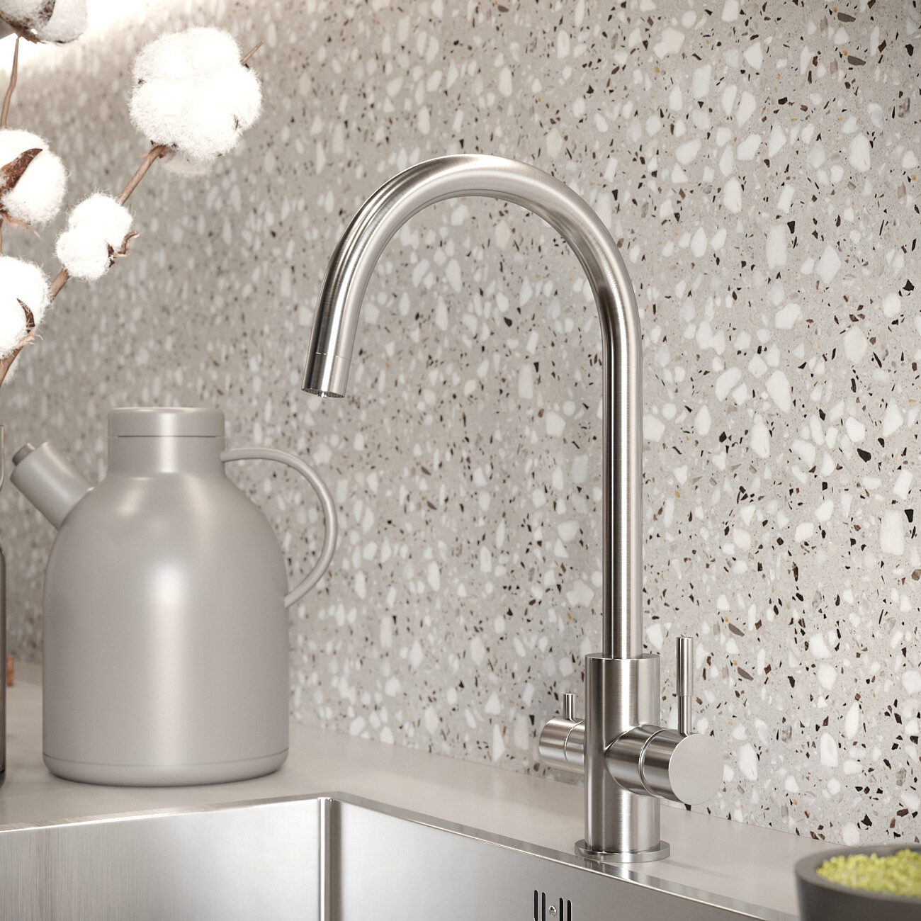 Смеситель для кухни сталь Domaci "Равенна" OL-03Ss - изображение 3