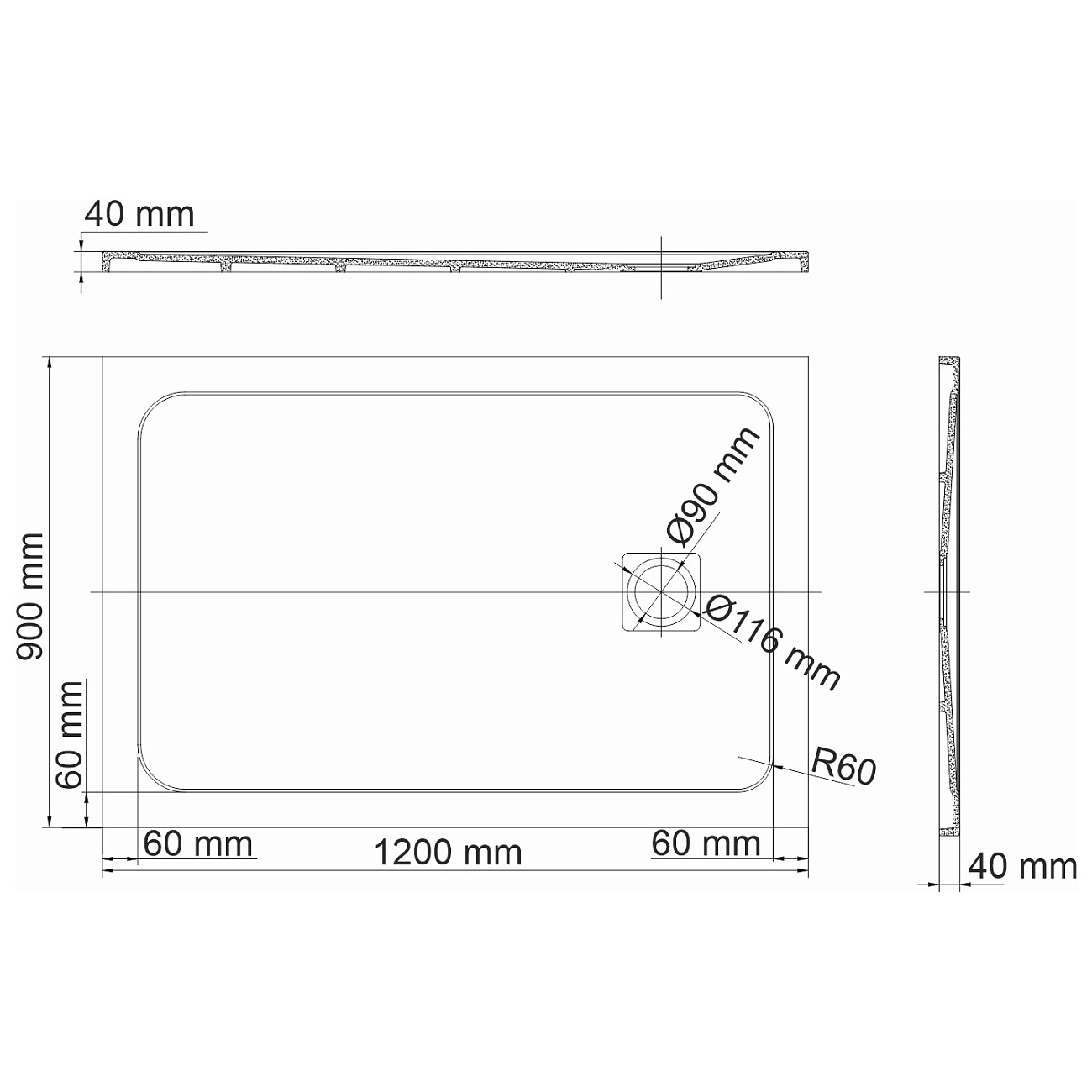 Душевой поддон из искусственного камня прямоугольный 90х120 см белый Wasserkraft мрамор Rhin 44T07 - изображение 4
