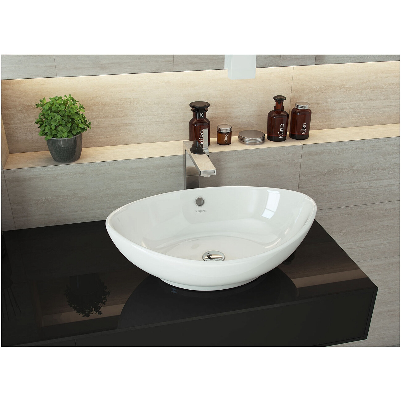 Умывальник мебельный белый Kirovit "Гамма 560" 4620008198989 - изображение 3