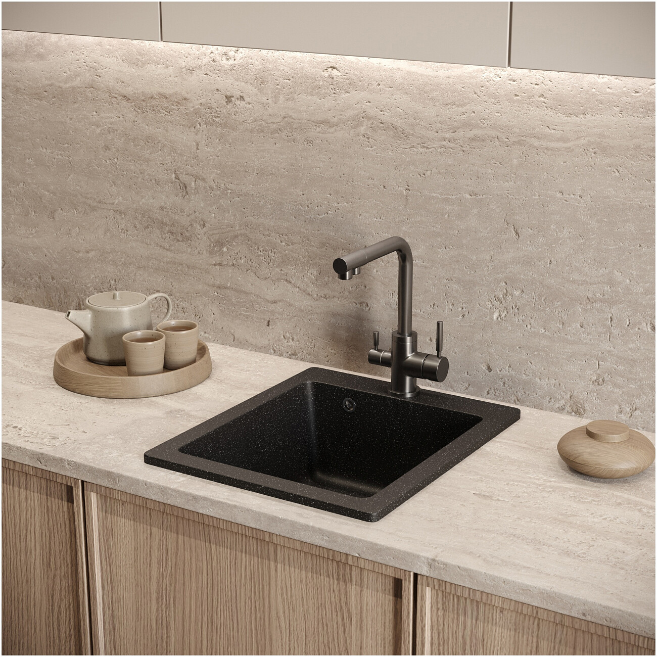 Мойка кухонная черная Domaci "Болонья" М-08-002 - изображение 8