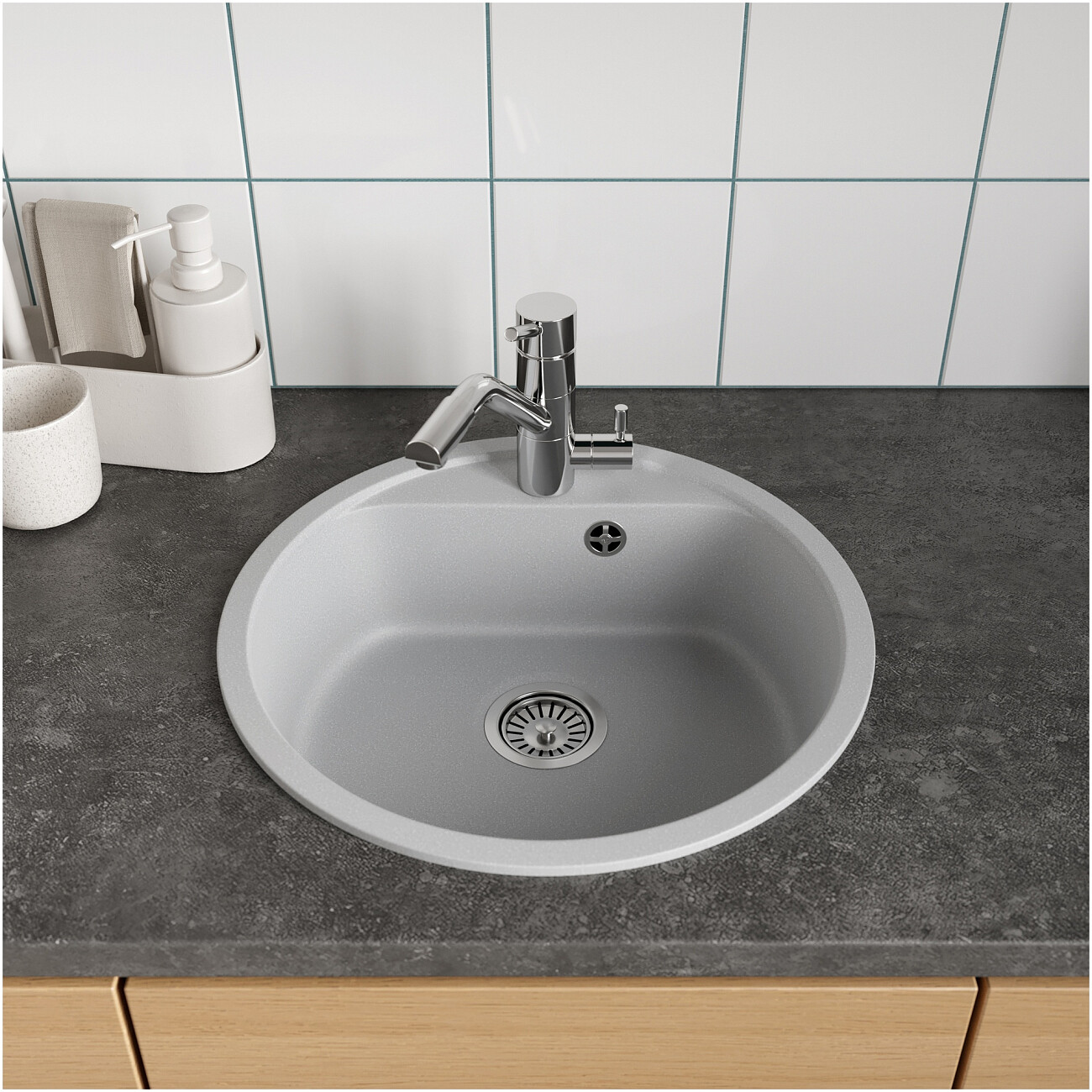 Мойка кухонная кварцевая платина Domaci "Савона" QB 480 - изображение 3