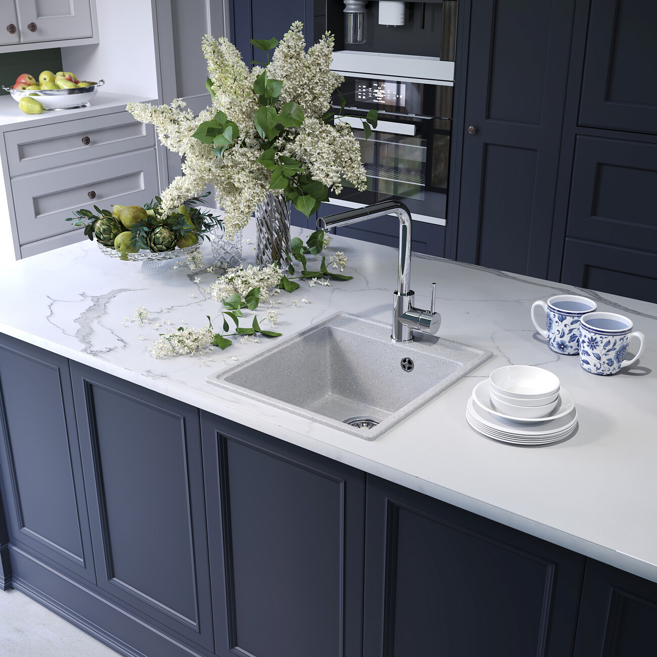 Мойка кухонная серая Domaci "Палермо" PR-425-003 - изображение 8