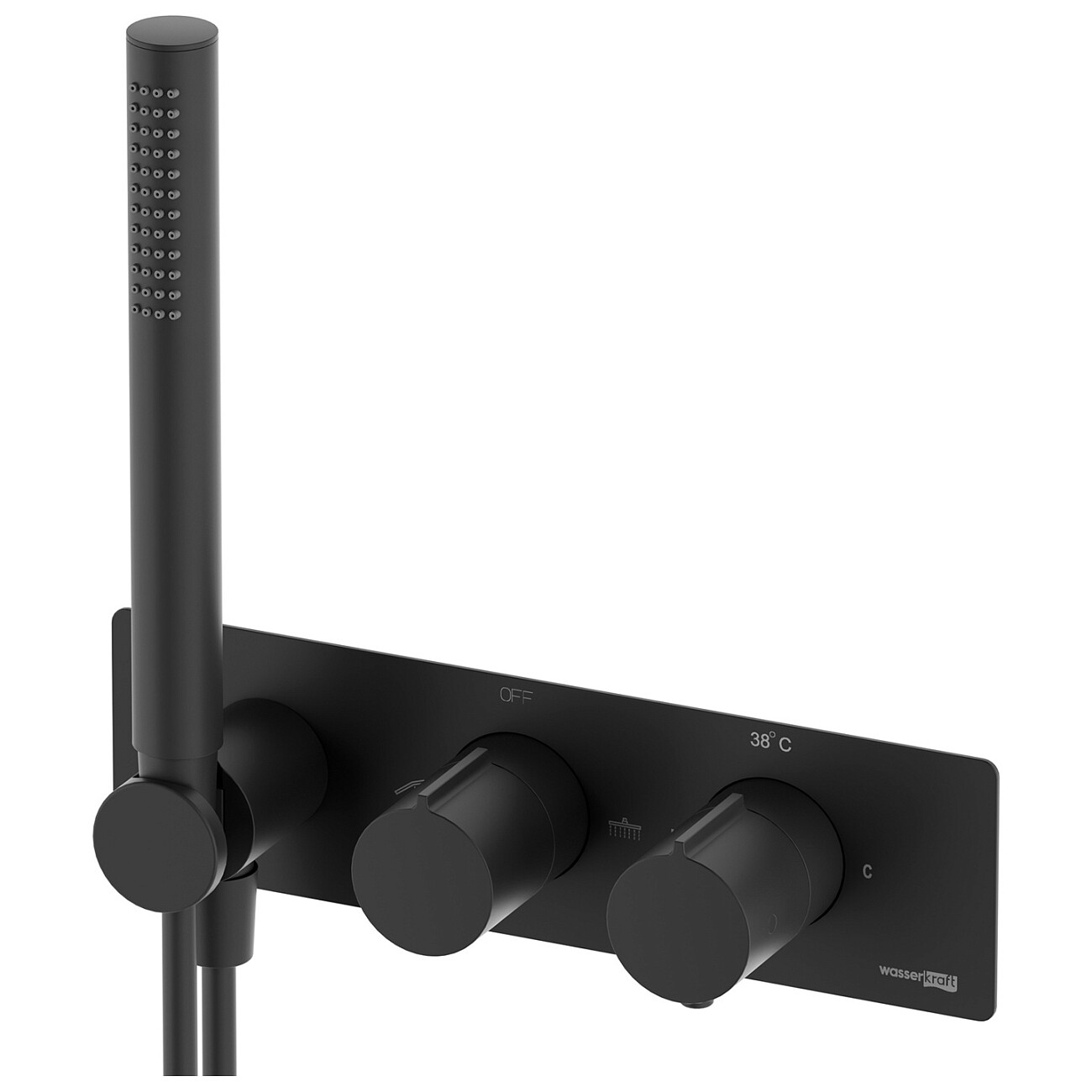 Душевой комплект встраиваемый с ручной лейкой черный Wasserkraft Elbe 7488 Thermo - изображение 3