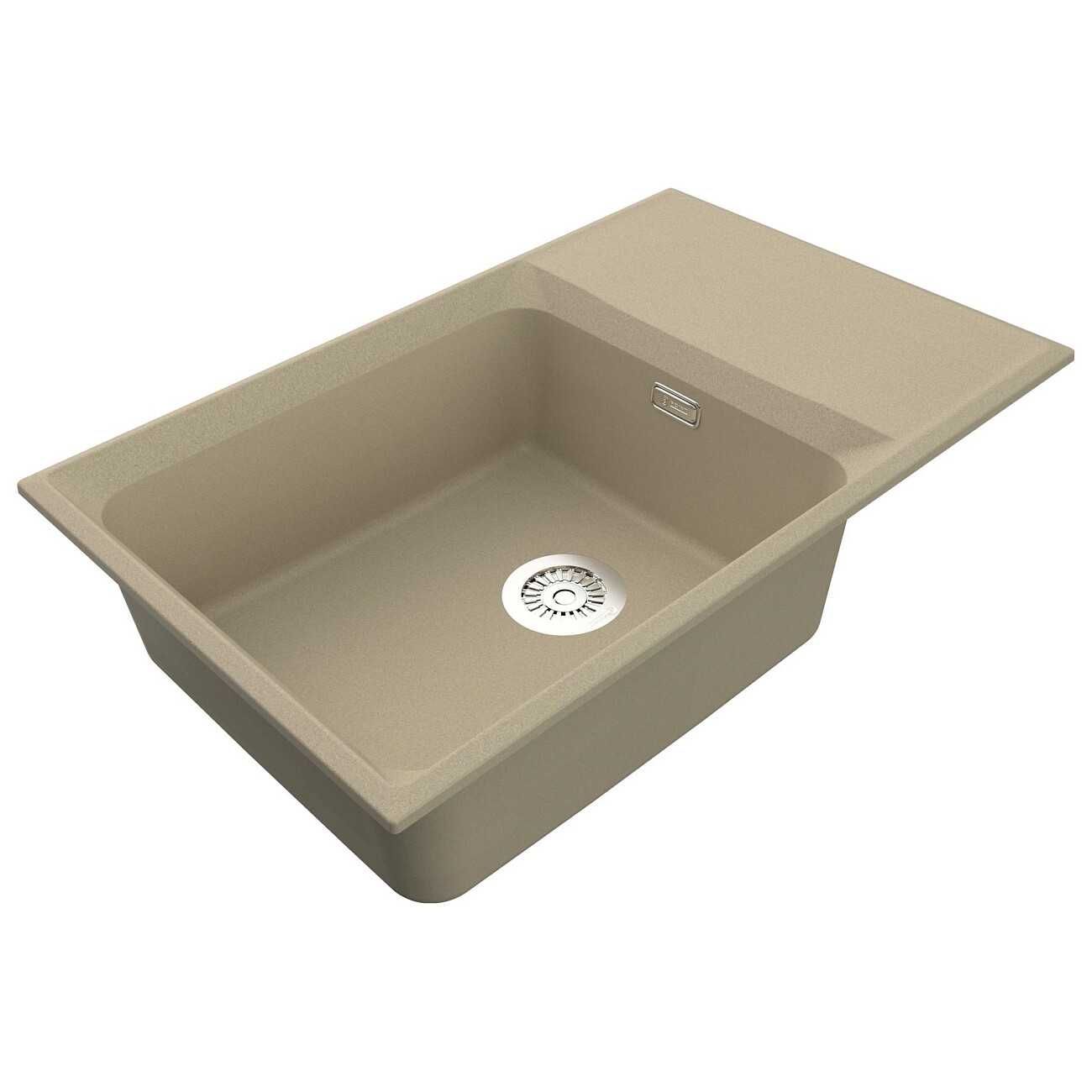 Мойка кухонная кварцевая прямоугольная 50х78 см светло-бежевая Point "Этна 78" - изображение 3