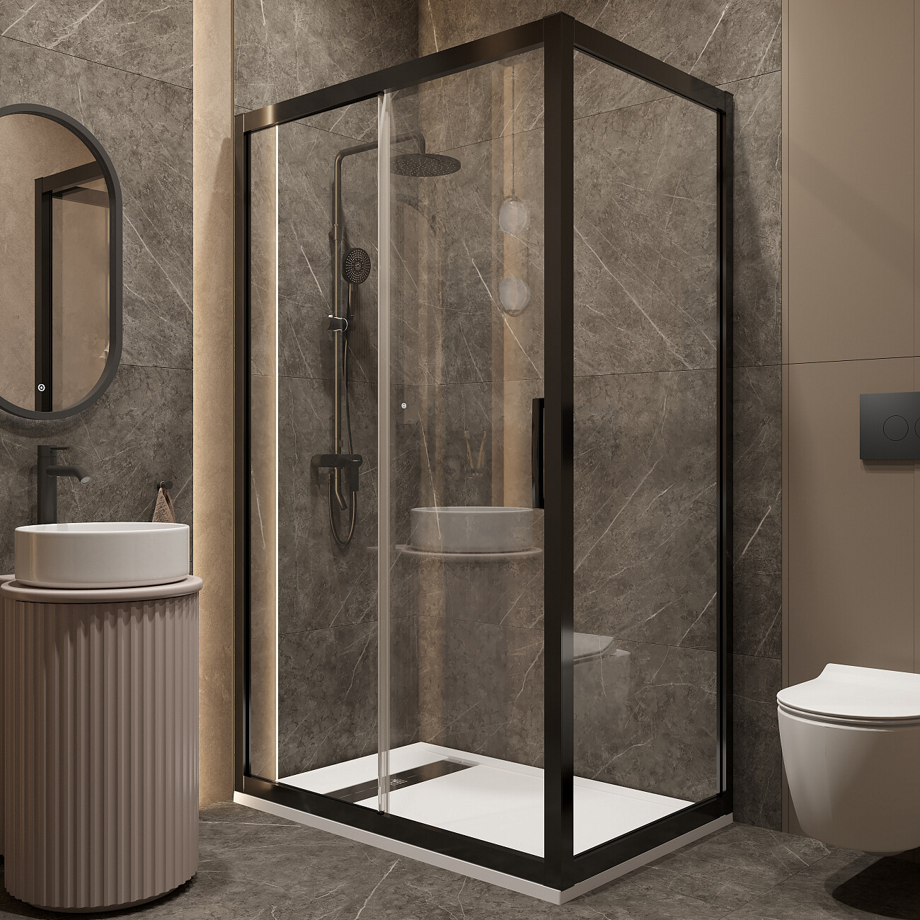 Душевой уголок прямоугольный 80х120 черный Stworki "Эстерсунд" 3GW063TTKK000 - изображение 2