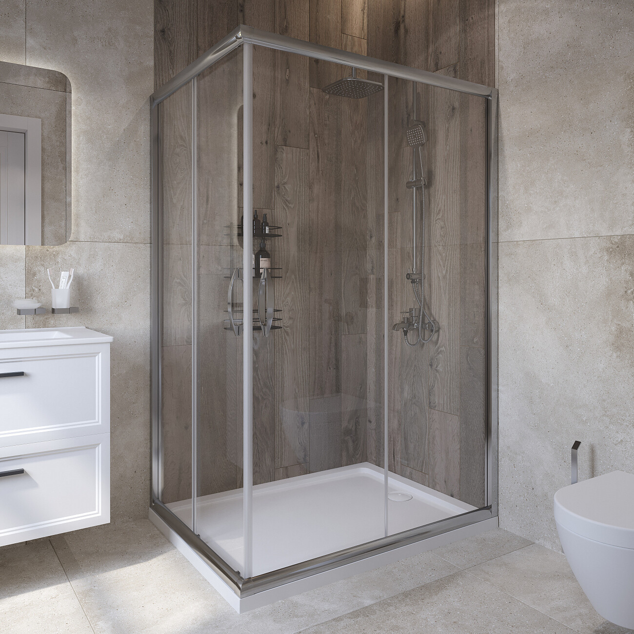 Душевой уголок прямоугольный 120х90 см хром Diwo "Суздаль" DS-SU-90х120-CR - изображение 2