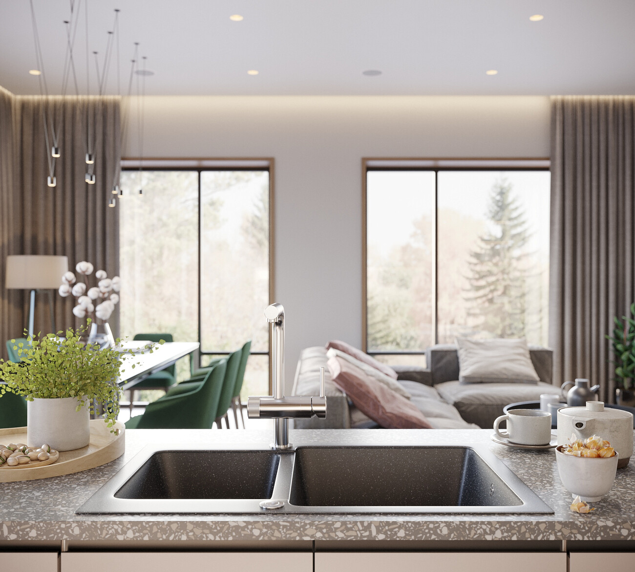 Мойка кухонная черная Domaci "Бьелла" DMC-76K-308 - изображение 2