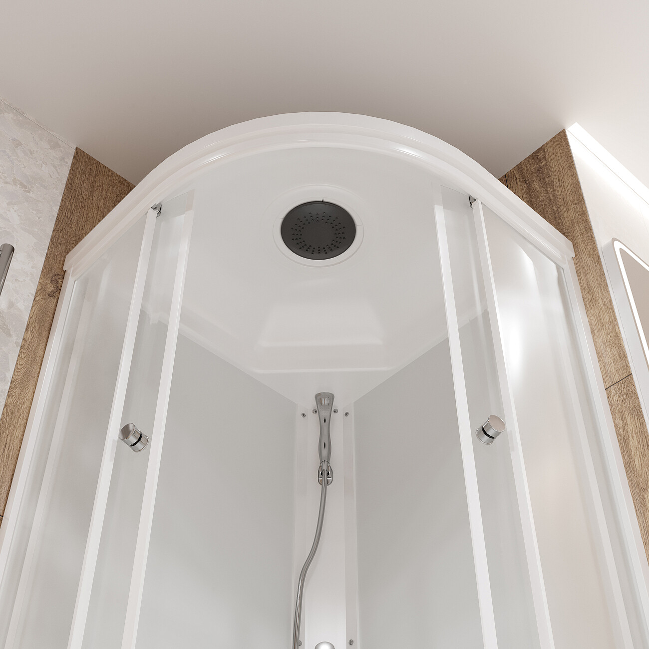 Душевая кабина четверть круга с высоким поддоном 90х90 см белая Diwo "Новгород" Щ0000055612 - изображение 10