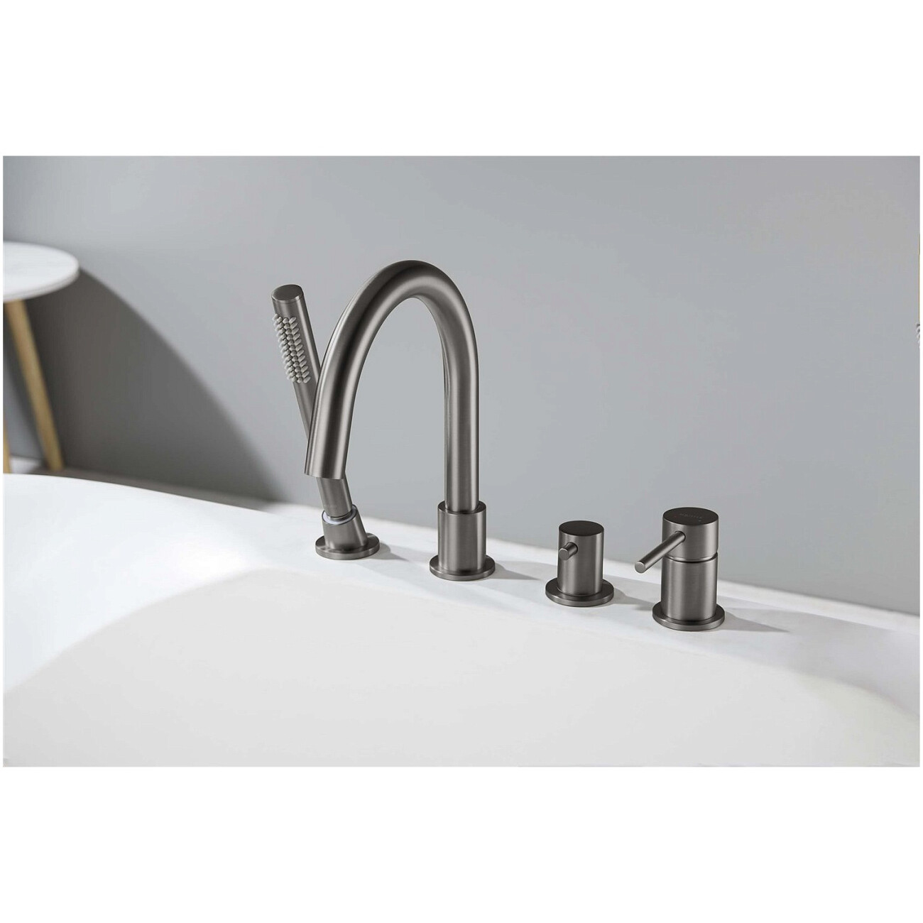 Смеситель на борт ванны оружейная сталь Aquatek "Европа" AQ1348BGM - изображение 6