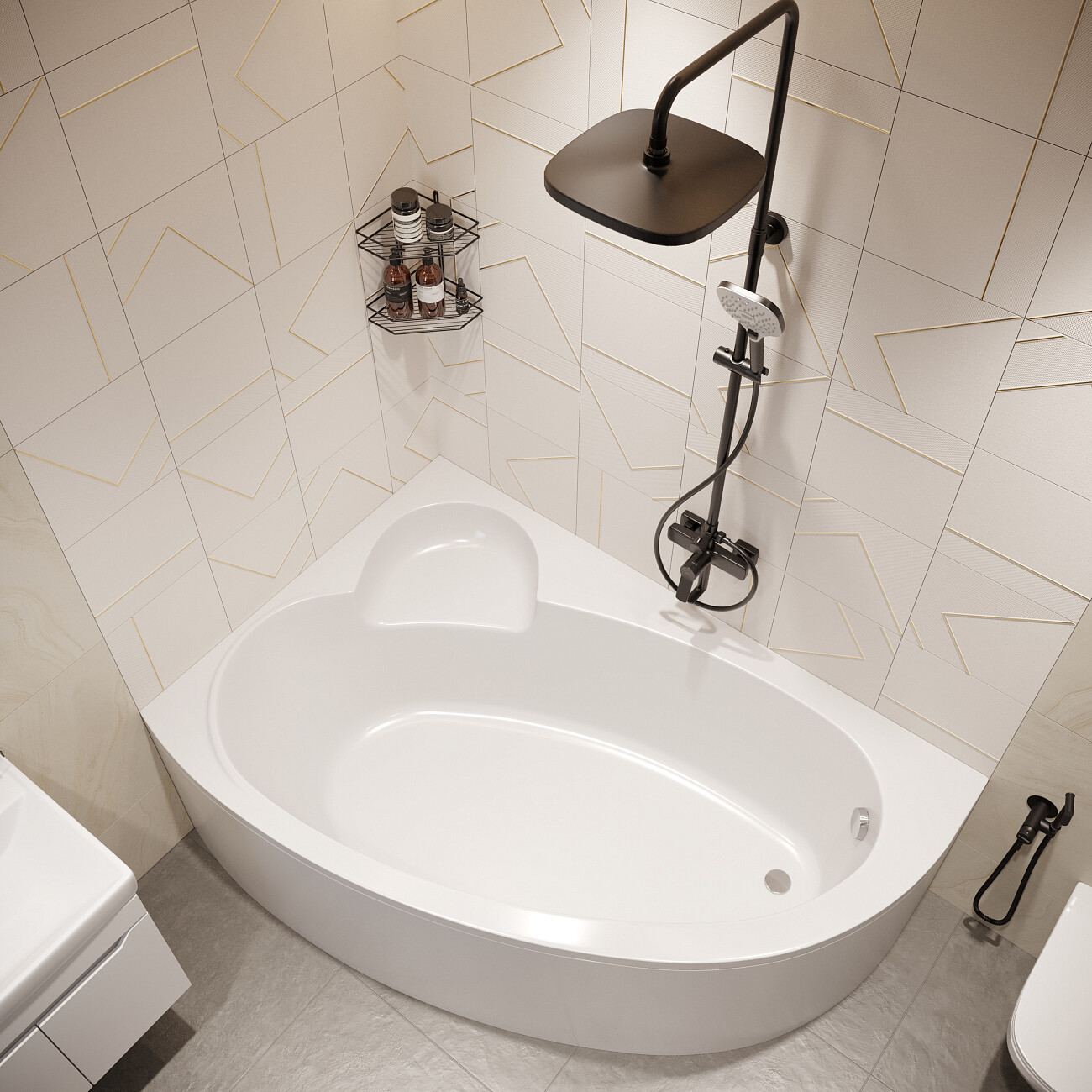 Ванна акриловая угловая левая 110х170 см белая Artemis Antiphos L 10320702501028 - изображение 4