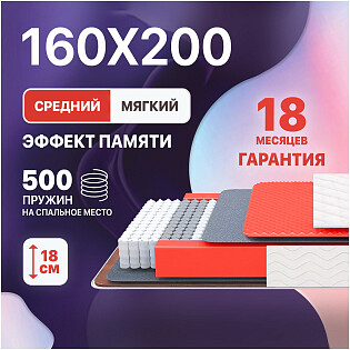 Матрас с независимым пружинным блоком 160х200 см