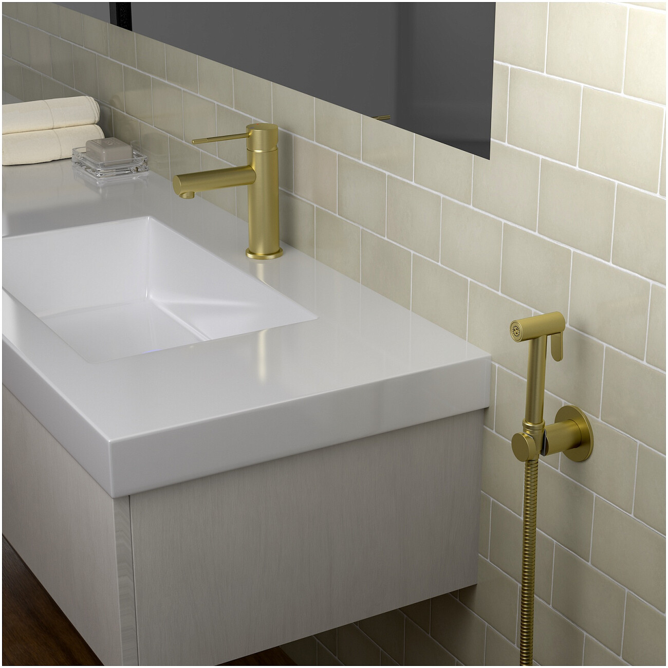 Гигиенический душ со смесителем для раковины золото матовое Timo Saona 2360-17G - изображение 2