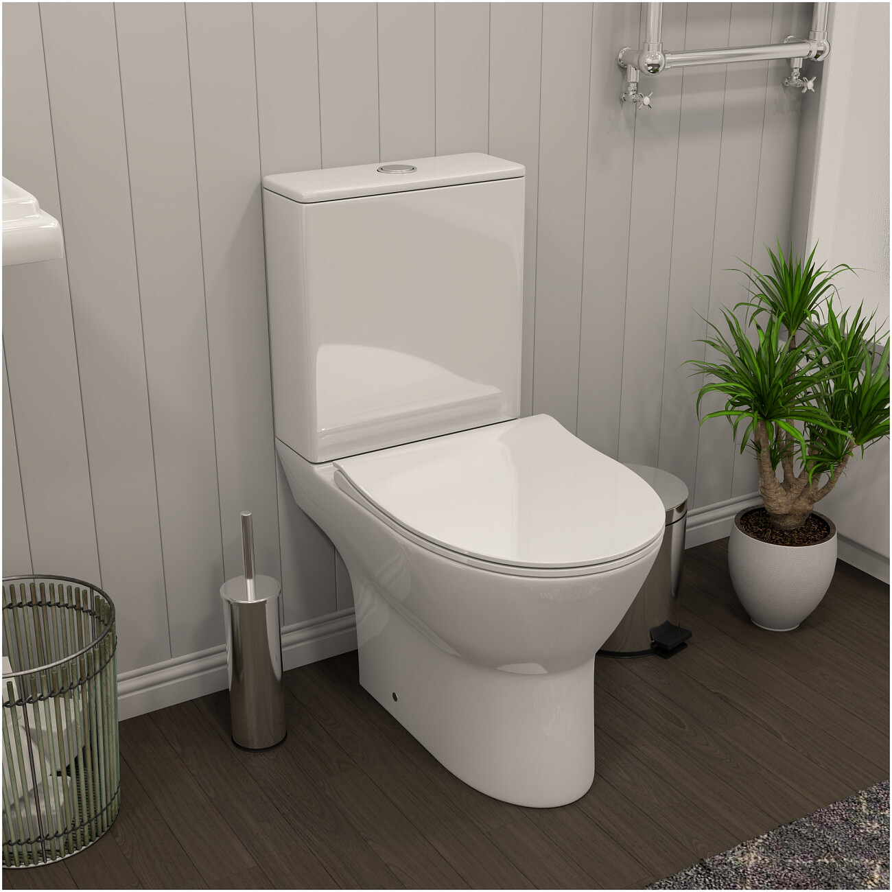 Унитаз-компакт безободковый с микролифтом белый Creto Cer C4 1803-Cer-C4NP - изображение 9