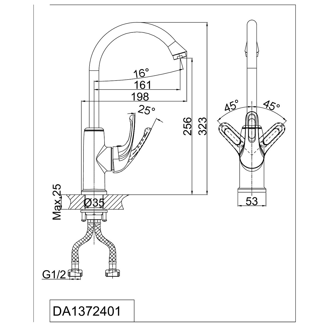 Смеситель для кухни однорычажный хром D&K Rhein Eucharius DA1372401 - изображение 2