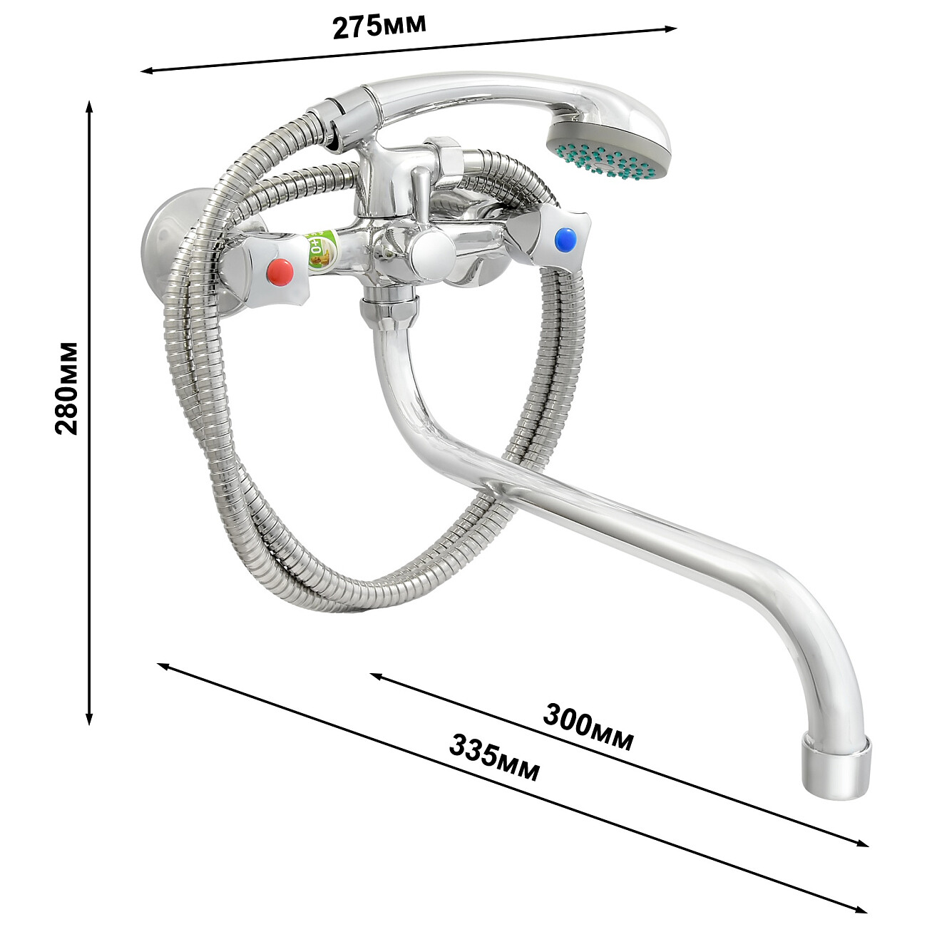 Смеситель для ванны двухвентильный с душевым гарнитуром хром Juguni Lyra JGN0130 0402.642 - изображение 8