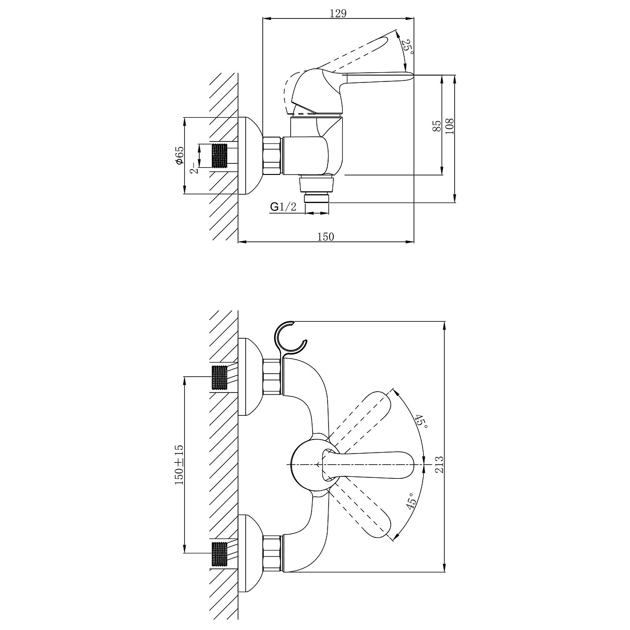 Смеситель для душа однорычажный с душевым гарнитуром хром D&K Rhein Ambrosius DA1343101 - изображение 2