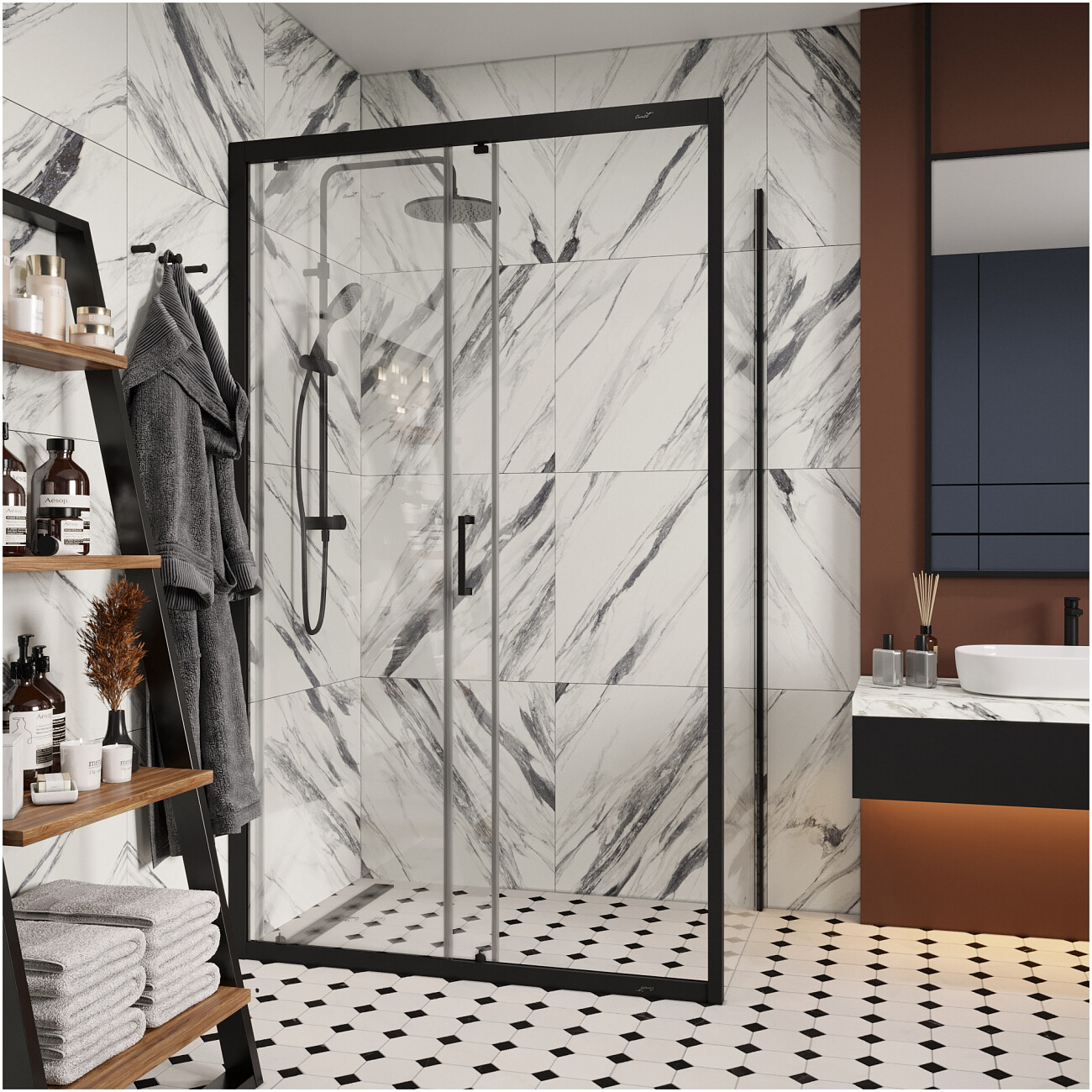 Душевой уголок прямоугольный 80x120 см черный Cerutti SPA Gloria 120B - изображение 5