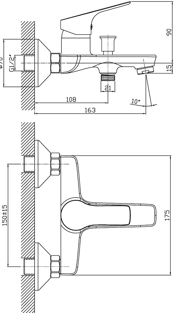 Смеситель для ванны однорычажный хром Stworki "Монтре" MO-05cr - изображение 2
