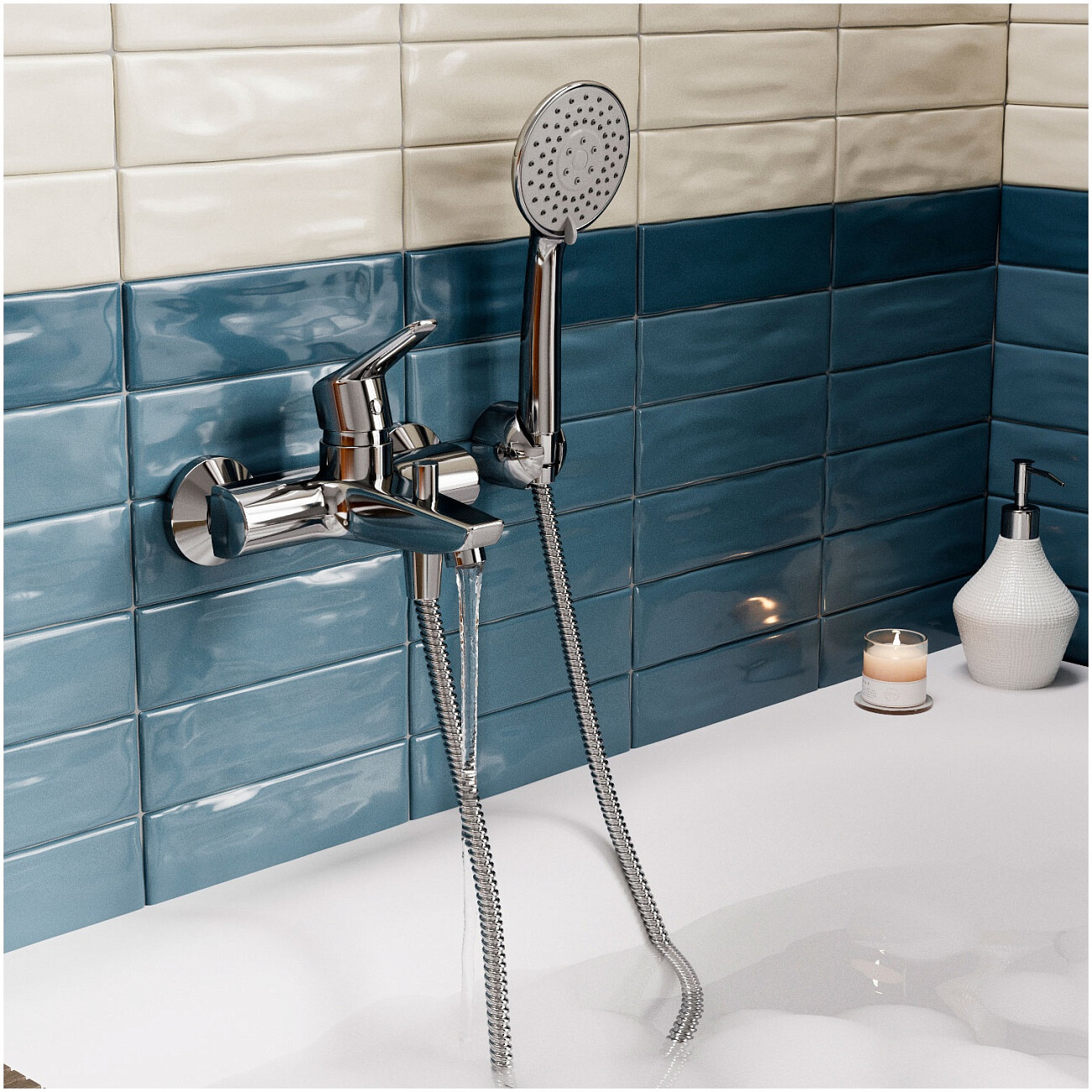 Душевой комплект с лейкой и коротким изливом хром Wasserkraft Rhin 4401 - изображение 2