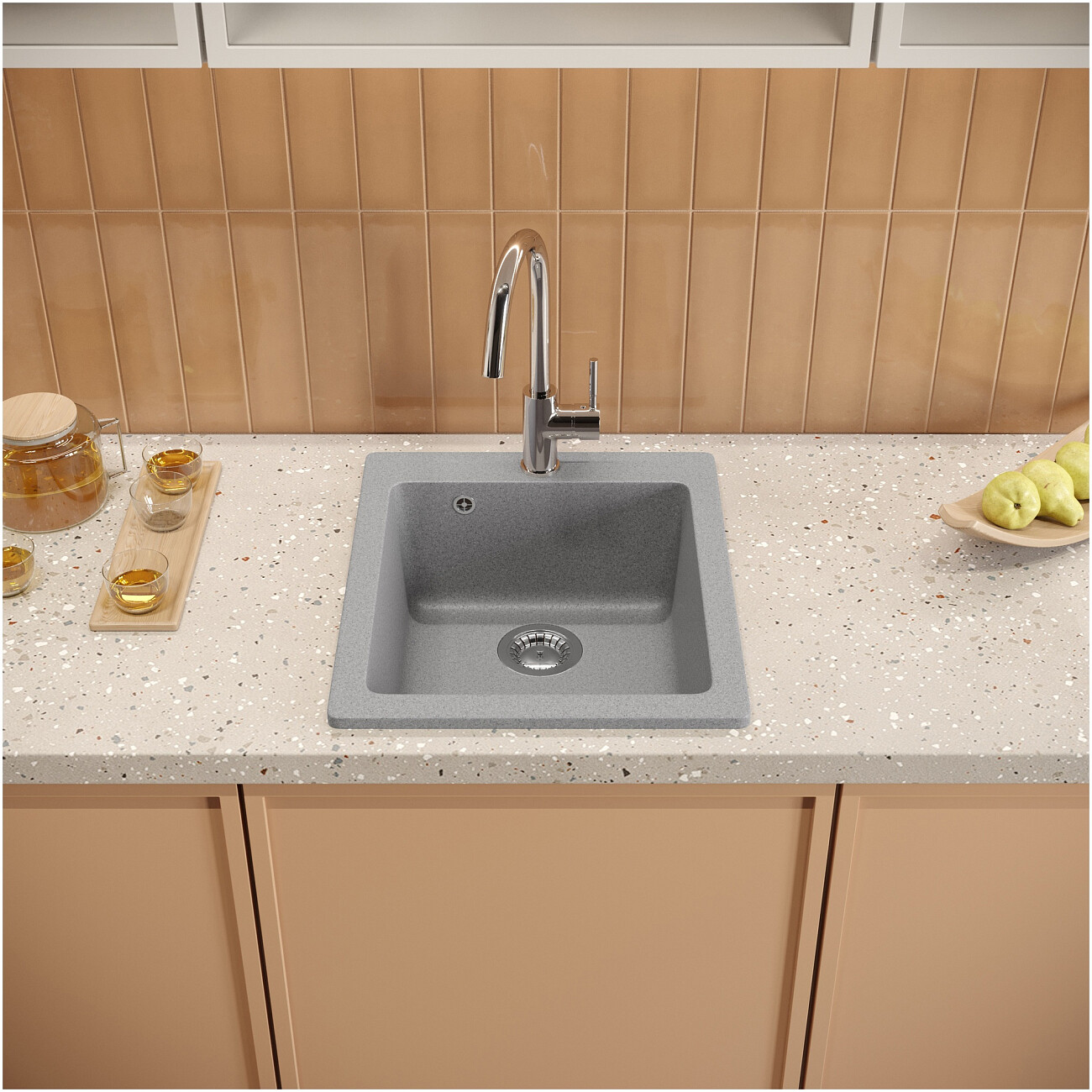 Мойка кухонная серая Domaci "Болонья" М-08-005 - изображение 7