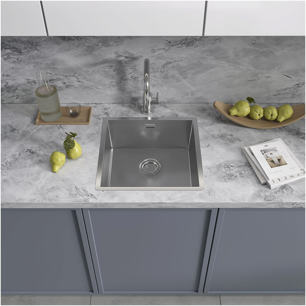 Кухонная мойка из нержавеющей стали 44х44 см полированная сталь Reflexion Como RX2044SS - изображение 10