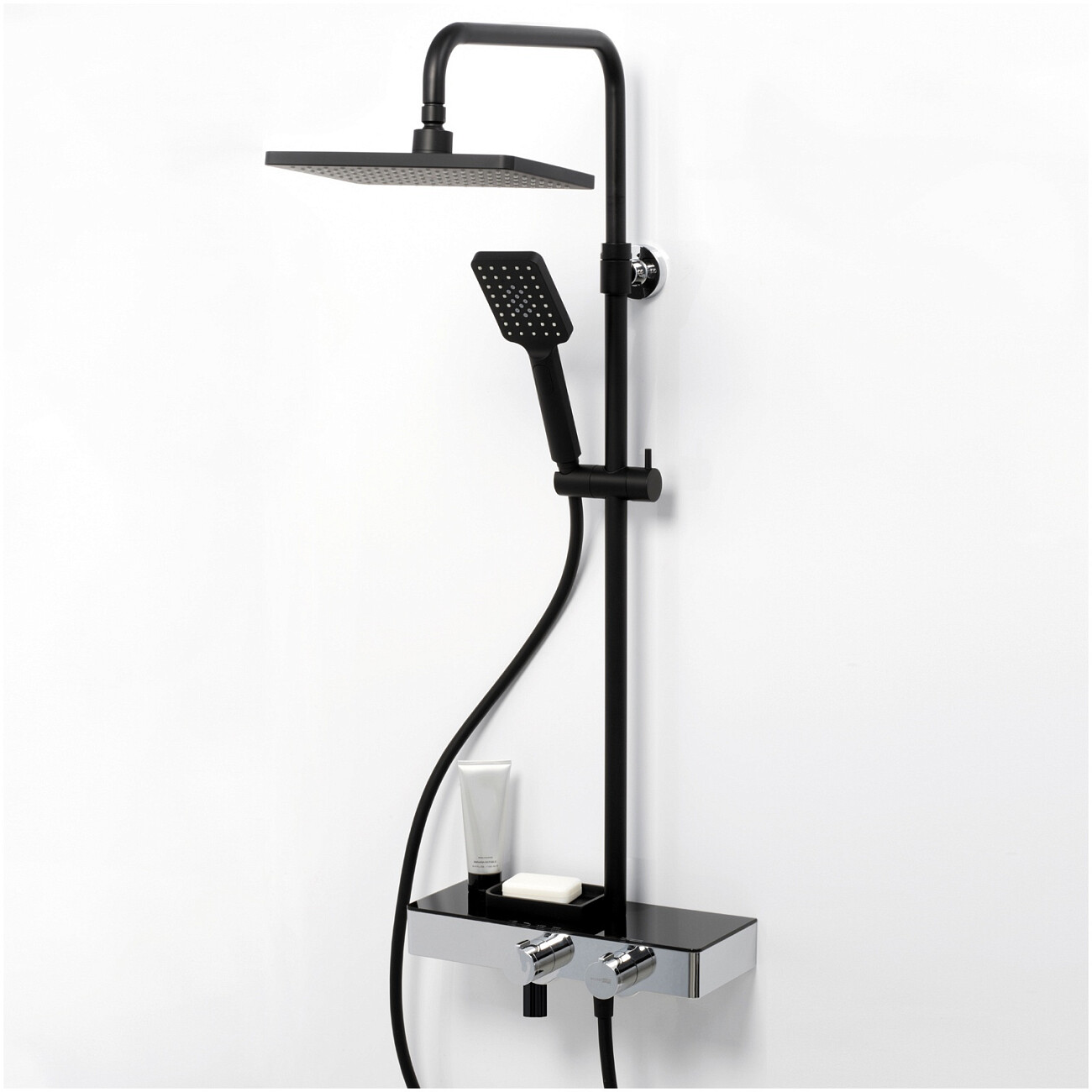 Душевой комплект с верхним душем и лейкой черный, хром Wasserkraft A11401 Thermo - изображение 2
