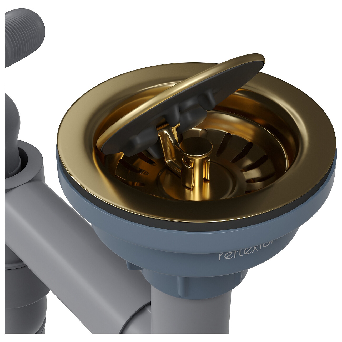 Кухонная мойка двойная из нержавеющей стали 44х70 см золото Reflexion Garda RX2170GD - изображение 12