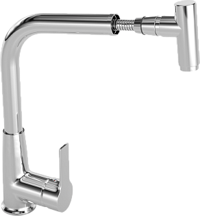 Смеситель для кухни с выдвижным изливом хром Mega Life MG-TK09