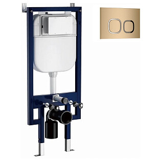 Инсталляция для унитаза с кнопкой золото Ceruttispa CR557+CR01GD