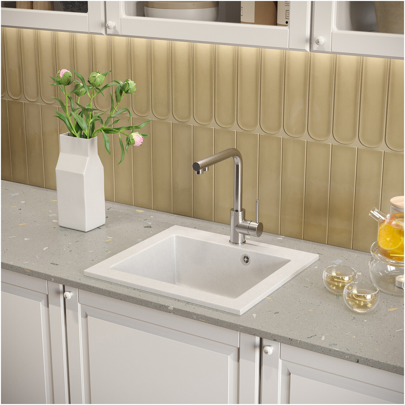 Мойка кухонная белая Domaci "Болонья" М-35-001 - изображение 8