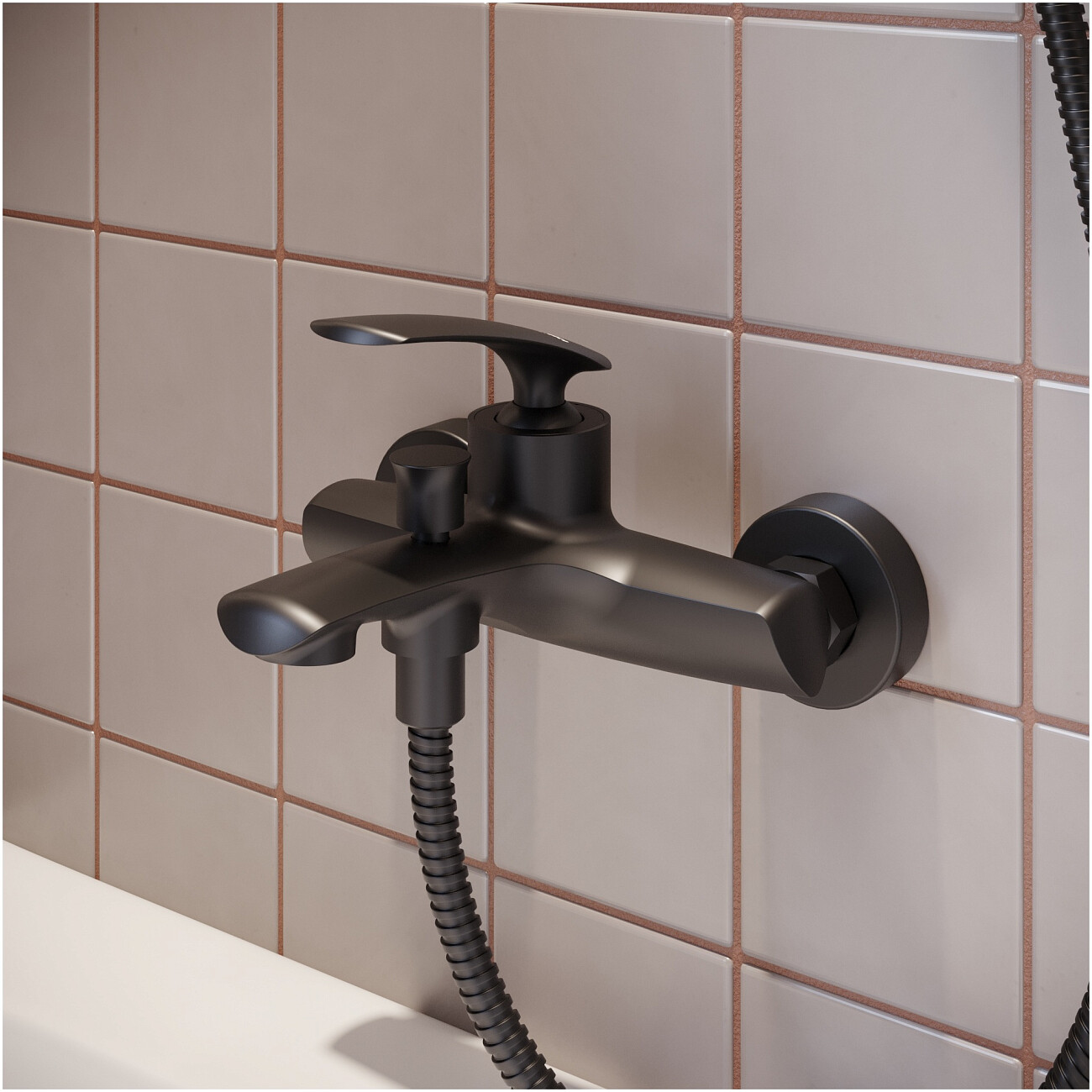 Смеситель для ванны с душем настенный черный Stworki "Гётеборг" S03100BK - изображение 5