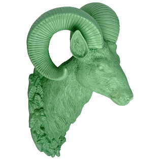 Декоративная голова барана Зелёная