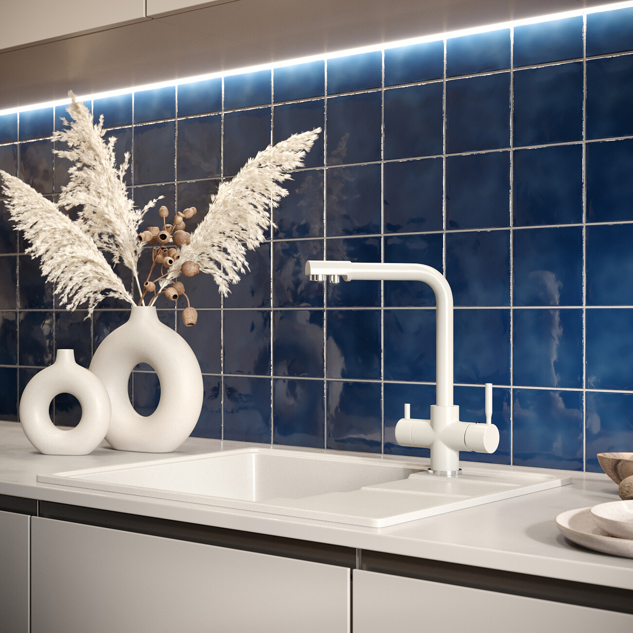 Смеситель для кухни с изливом для фильтрованной воды платина Domaci "Солерно" UQ-016-04 - изображение 9