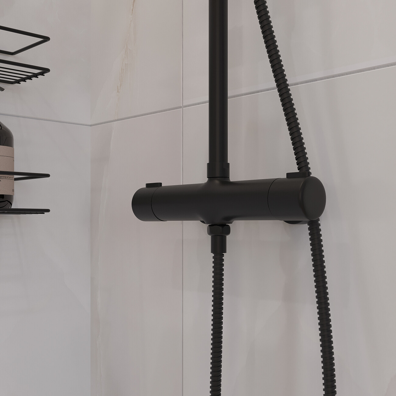 Душевая стойка с верхним душем и термостатом черная Stworki "Рандерс" RD-04b - изображение 9