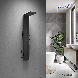 Душевая панель с тропическим душем и гидромассажем 151х55 см черная Cerutti SPA Vettore B CT8993