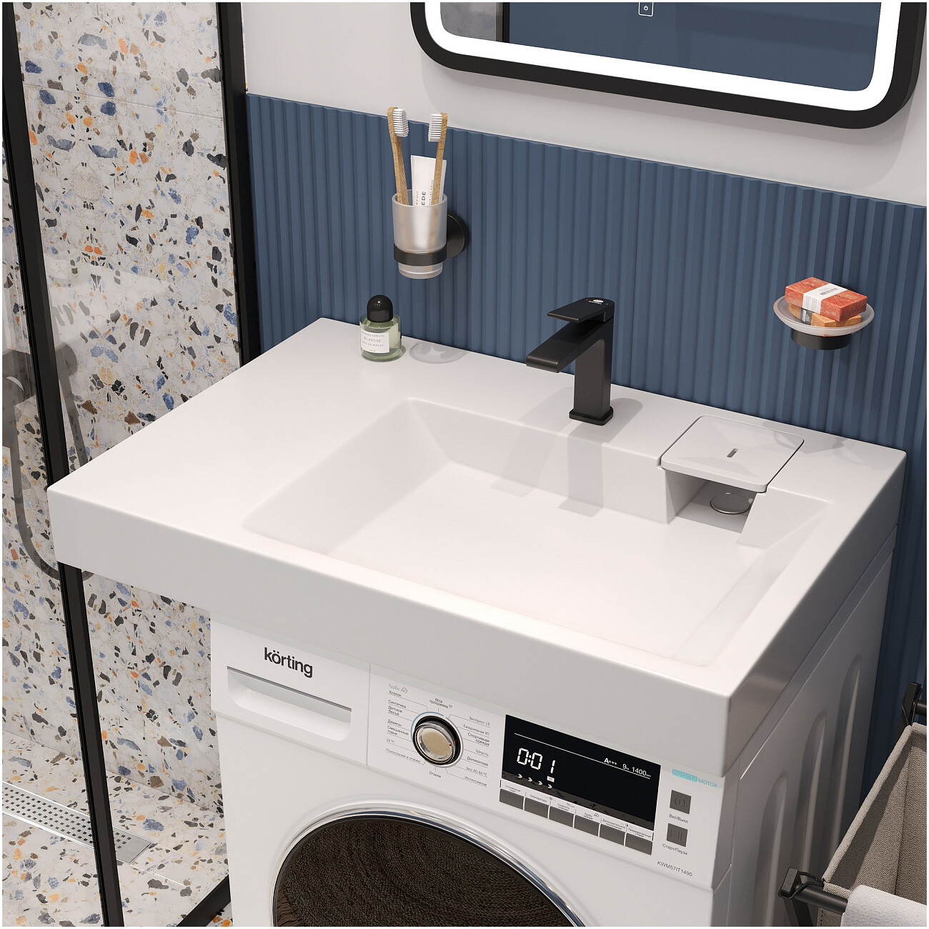 Раковина на стиральную машину 55х80 см белая Diwo "Псков" RnDPA-55 55 - изображение 4