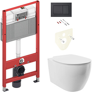 Унитаз подвесной Stworki &quot;Муле&quot; HDC510NWH с инсталляцией и кнопкой смыва Tece Now 9400414