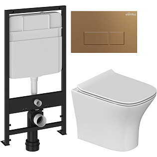 Унитаз подвесной Stworki &quot;Олланд&quot; S01401WH с инсталляцией Ewrika ProLT 0026-2020 и кнопкой 0043