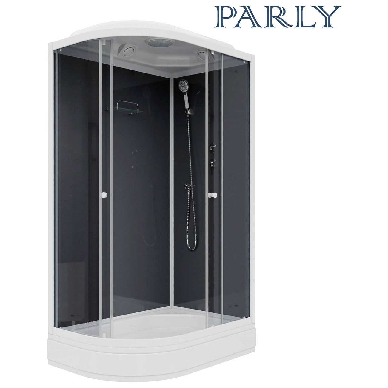 Душевая кабина ассиметричная правая со средним поддоном 80х120 см черная, белая Parly CM121R - изображение 8