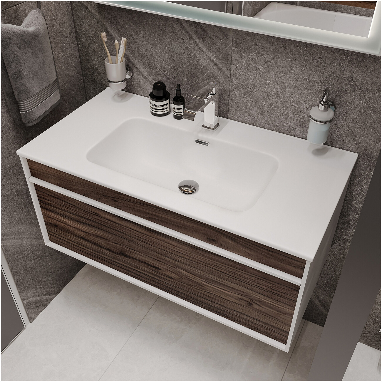 Раковина мебельная фаянсовая 90 см белая Stworki "Вестервик" - изображение 3