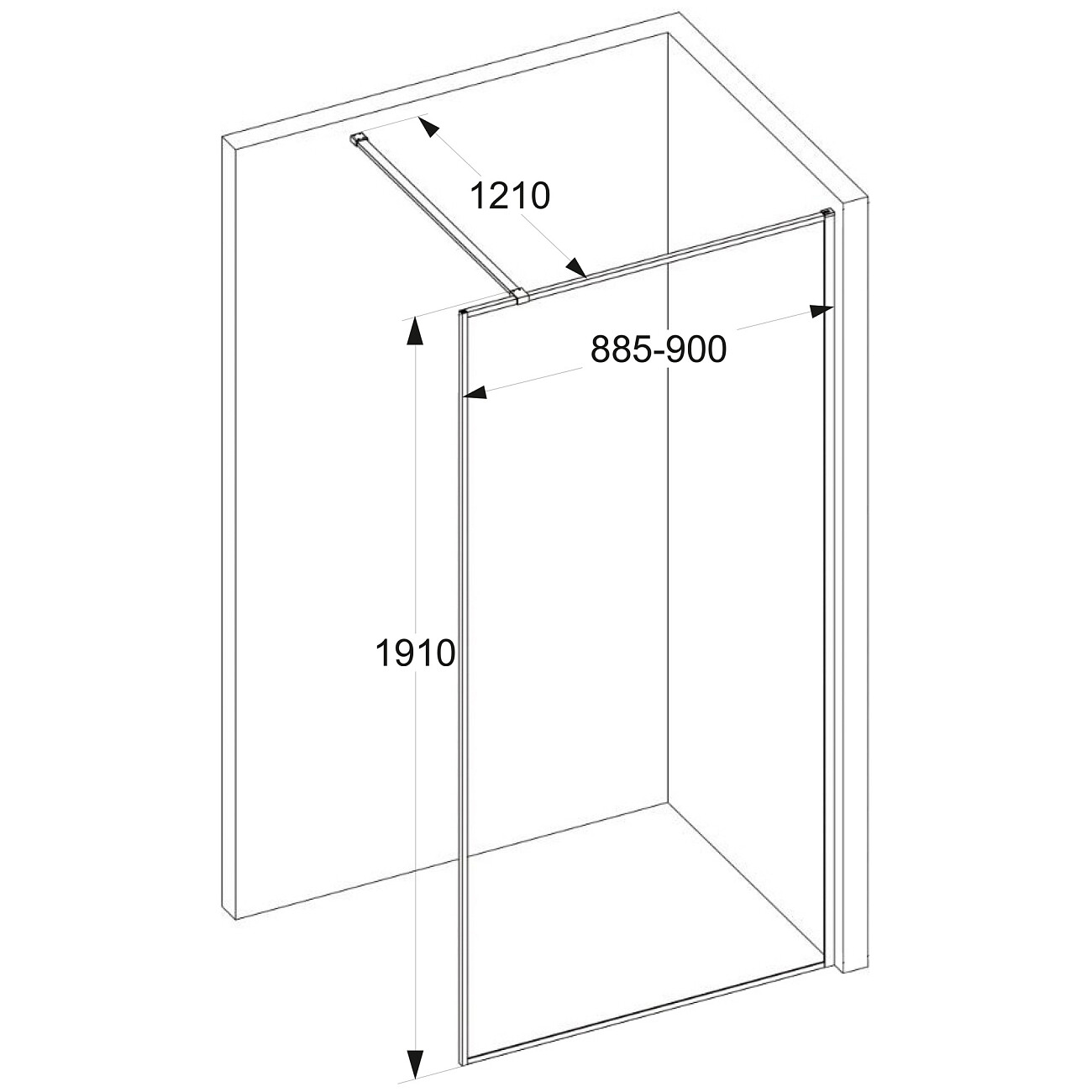 Душевая перегородка стеклянная 190х90 см гофрированная, черная Cerutti SPA STRIP T90 - изображение 4