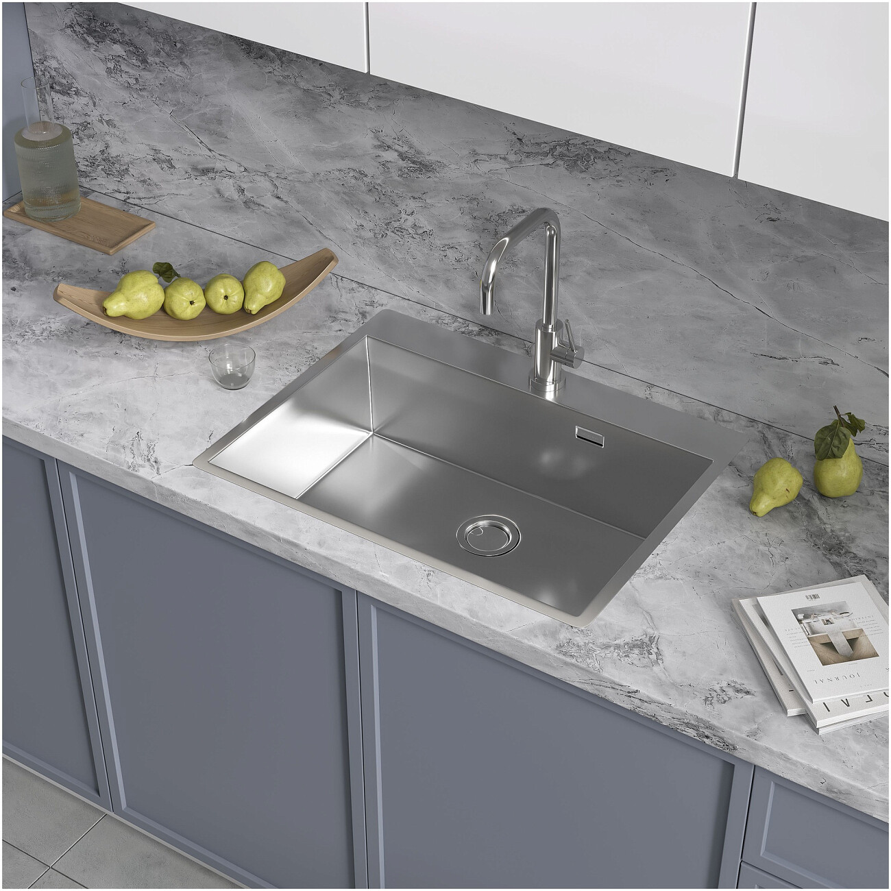 Кухонная мойка из нержавеющей стали 50х65 см полированная сталь Reflexion Iseo RX2265SS - изображение 6