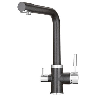 Смеситель для кухни с подключением к фильтру для питьевой воды черный, хром Point PN3103B