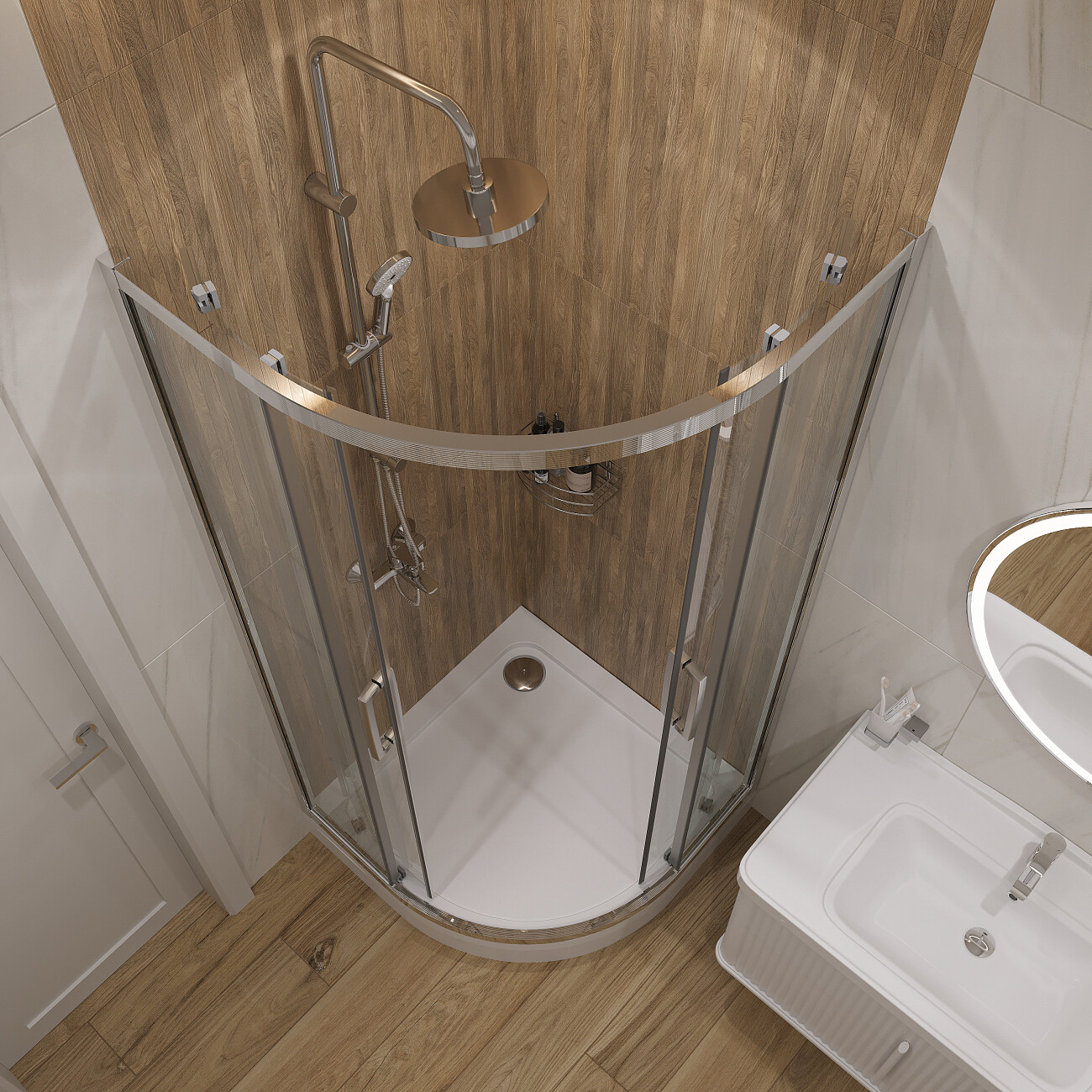 Душевая стойка с верхним душем и и держателем хром Stworki "Ставангер" SV-03cr - изображение 5