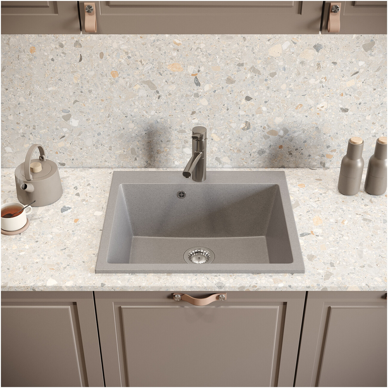 Мойка кухонная светло-серая Domaci "Болонья" М-44-006 - изображение 7
