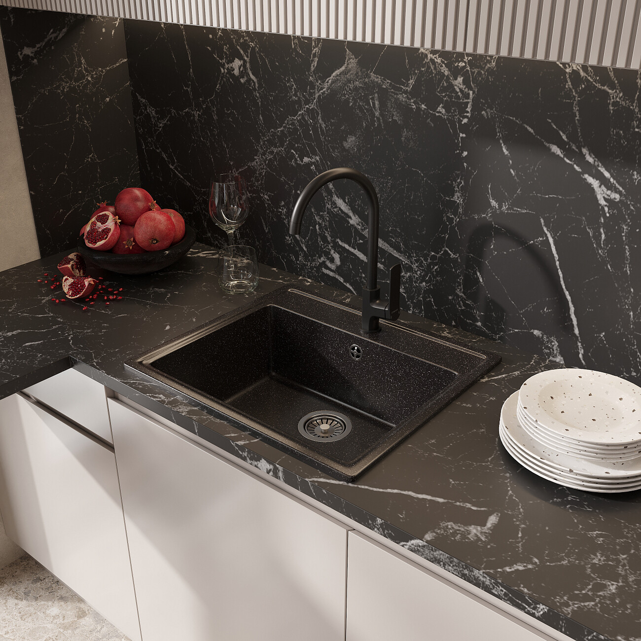 Мойка кухонная черная Domaci "Палермо" PR-565-004 - изображение 9