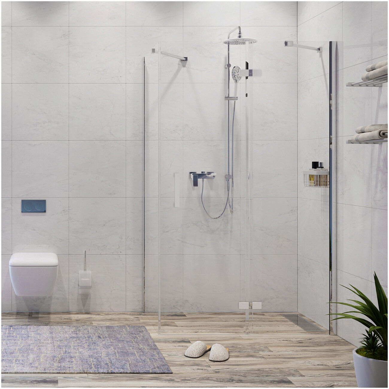 Душевой уголок прямоугольный 120х100 см хром Wasserkraft Aller 10H10RWHITE - изображение 7